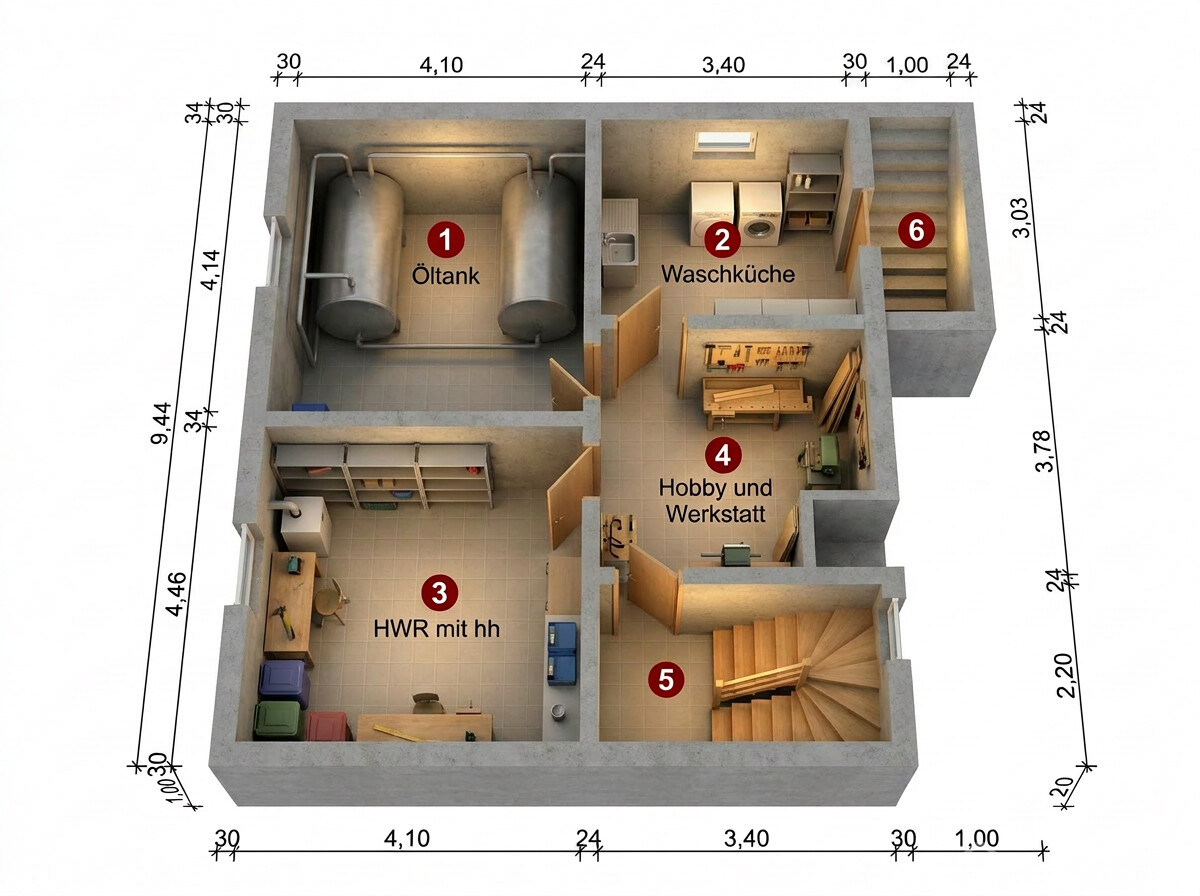 Grundriss Keller mit Werkstatt