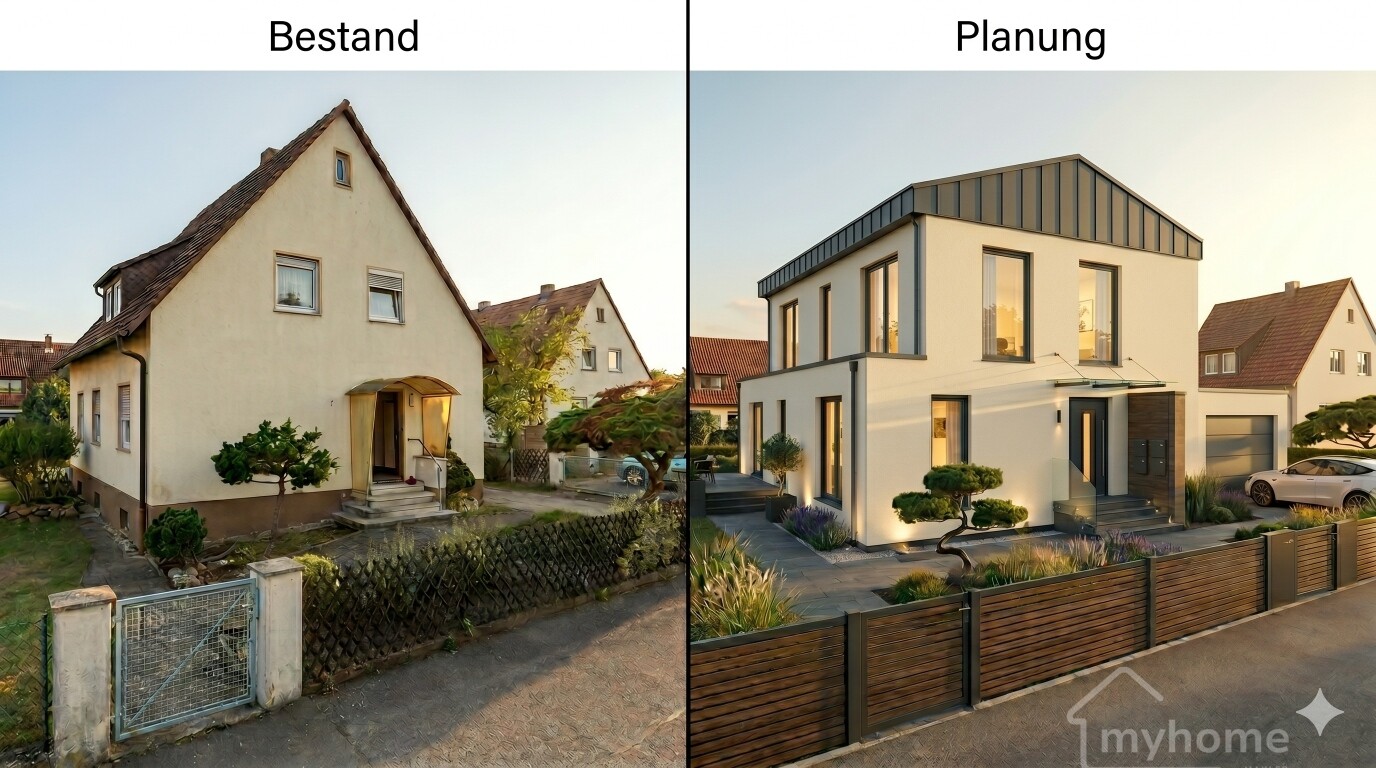 Links Bestand, rechts Planungsvorschlag